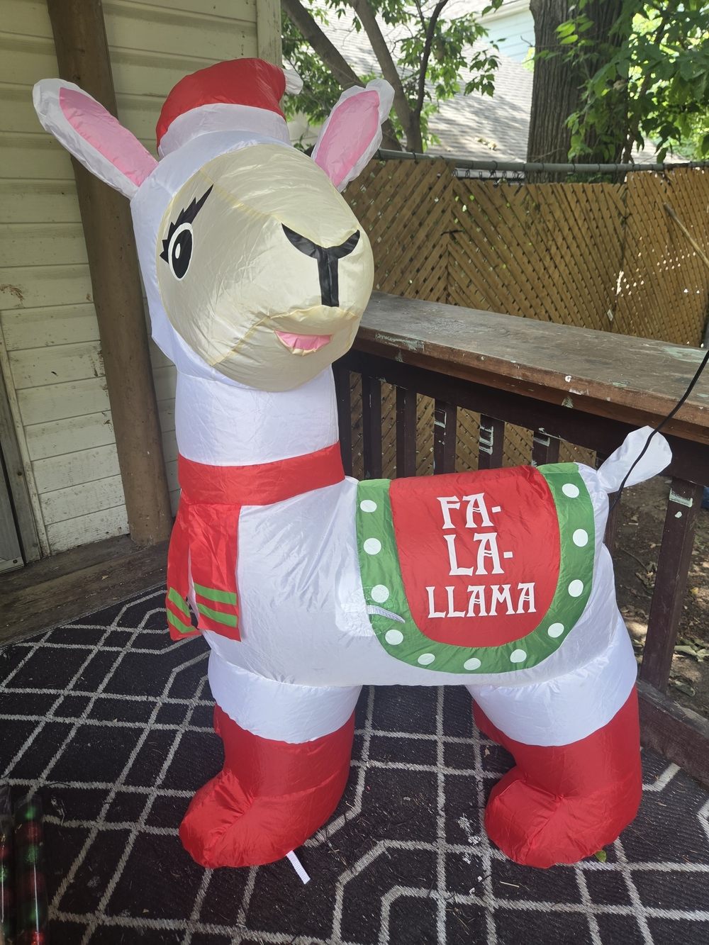 Holiday 'Fa-La-Llama' Inflatable Llama - White & Red